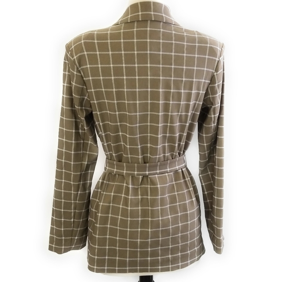 LOVERS + FRIENDS NWT Womens Kyrie Belted Blazer Jacket in Olive Plaid Size M - Picture 7 of 13